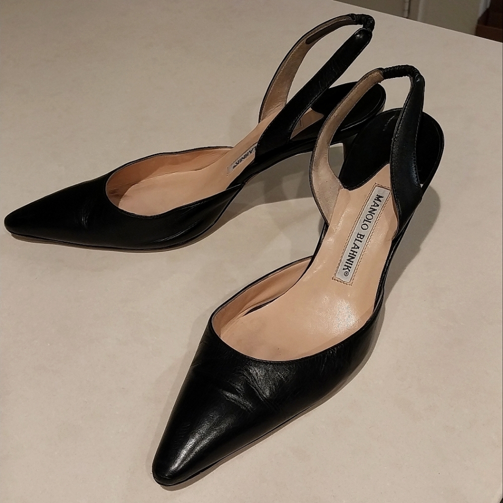Manolo Blahnik leather slingback pumps (Carolyne) | 39IT/US8-8.5